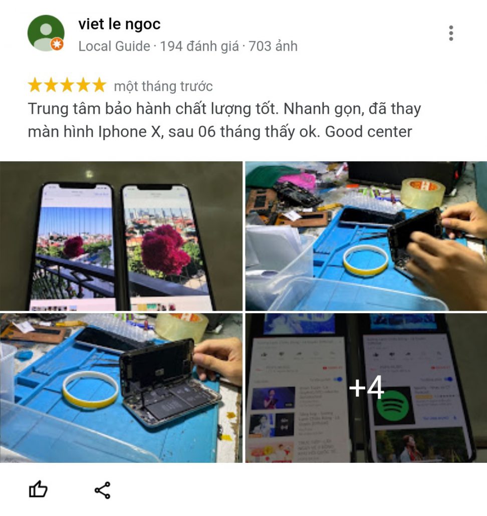đánh giá sửa chữa điện thoại